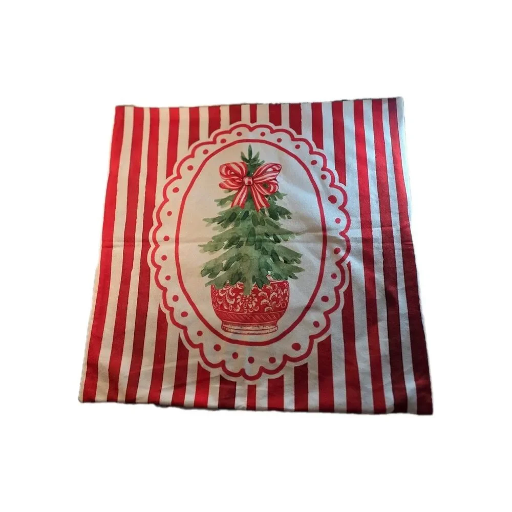 2 Pk Christmas Chinoiserie Tree Gifts Pillow Covers 18x18, Christmas Tree